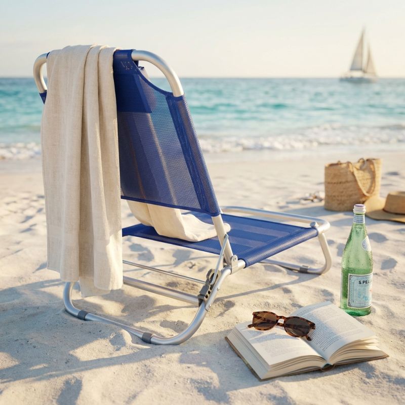 spiaggina mare prendisole in alluminio completa di cuscino cm 56 x 47 x 20/72 h