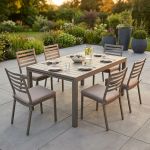 DEXTER - set tavolo in alluminio cm 200/300 x 100 x 74 h con 6 sedie Dexter