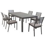 DEXTER - set tavolo in alluminio cm 200/300 x 100 x 74 h con 6 sedie Dexter