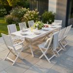 CAESAR - set tavolo in legno massiccio di acacia con 6 sedie e 2 poltrone Sortis