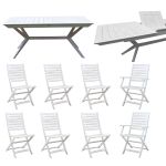 CAESAR - set tavolo in legno massiccio di acacia con 6 sedie e 2 poltrone Sortis