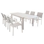 DEXTER - set tavolo in alluminio cm 160/240 x 90 x 75 h con 6 poltrone Venus