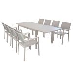 DEXTER - set tavolo in alluminio cm 160/240 x 90 x 75 h con 8 poltrone Venus