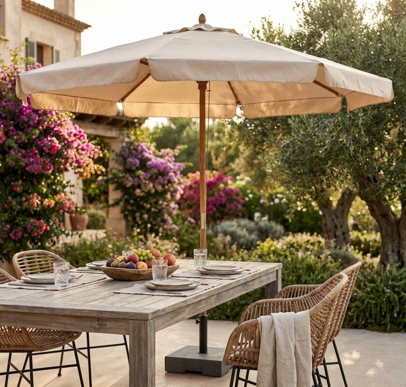 VICTOR - ombrellone rotondo da giardino palo centrale in legno 3 m