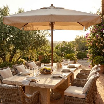 VICTOR - ombrellone da giardino palo centrale in legno 2 x 3 m