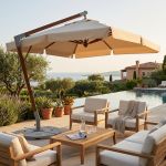 VICTOR - ombrellone da giardino decentrato con palo in legno 3 x 3 con mantovana