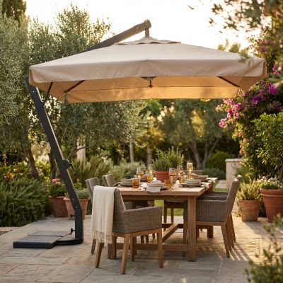 VICTOR - ombrellone da giardino decentrato metallo 3 x 3 con mantovana