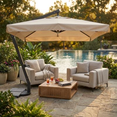 VICTOR - ombrellone da giardino decentrato metallo 3 x 3 con mantovana