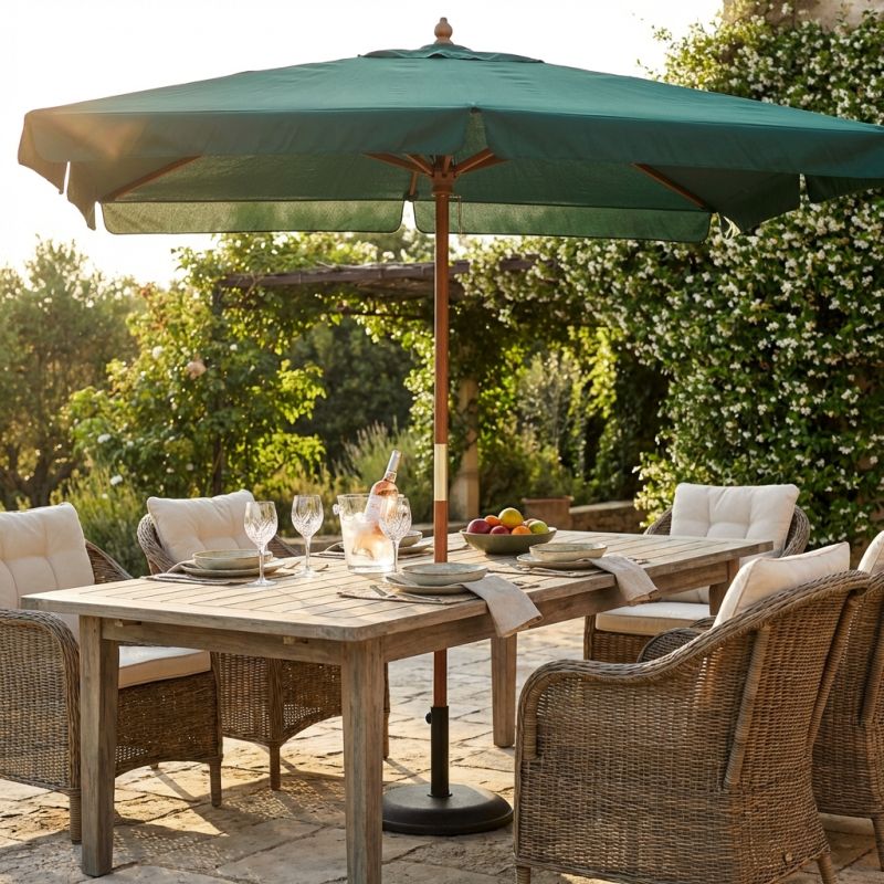 DOMINUS - ombrellone da giardino palo centrale in legno 3 x 3 m