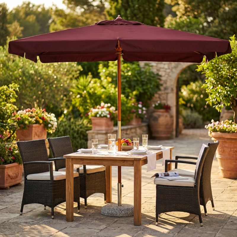 DOMINUS - ombrellone da giardino palo centrale in legno 3 x 4 m