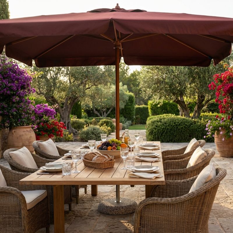 DOMINUS - ombrellone da giardino palo centrale in legno 3 x 4 m