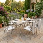 VENTUS - set tavolo in ferro cm 160 x 90 x 74 h con 6 poltrone Ventus