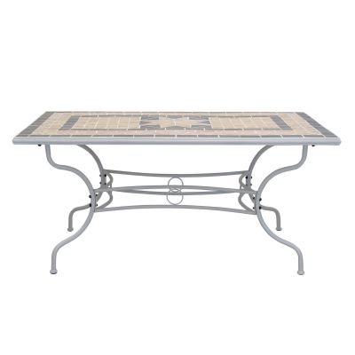 VENTUS - set tavolo in alluminio e teak cm 160 x 90 x 74 h con 6 poltrone Ventus