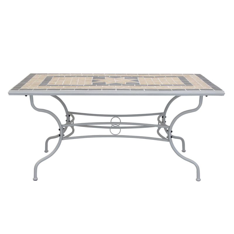 VENTUS - set tavolo in alluminio e teak cm 160 x 90 x 74 h con 6 poltrone Ventus