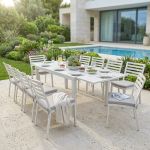 DEXTER - set tavolo in alluminio cm 160/240 x 90 x 75 h con 8 sedie Dexter