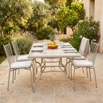 VENTUS - set tavolo in ferro cm 160 x 90 x 74 h con 4 sedie Ventus