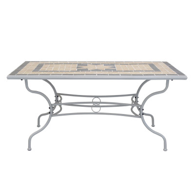 VENTUS - set tavolo in alluminio e teak cm 160 x 90 x 74 h con 4 sedie e 2 poltrone Ventus