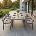 DEXTER - set tavolo in alluminio cm 160/240 x 90 x 75 h con 8 poltrone Dexter