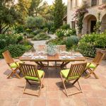 CAESAR - set tavolo in legno massiccio di acacia cm 150/200 x 90 x 78 h con 4 sedie e 2 poltrone Dresda