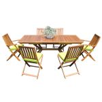 CAESAR - set tavolo in legno massiccio di acacia cm 150/200 x 90 x 78 h con 4 sedie e 2 poltrone Dresda