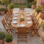 GENIUS - set tavolo in acacia massiccio cm 200/250/300 x 110 x 74 h con 8 sedie e 2 poltrone Mulier