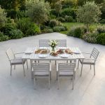 DEXTER - set tavolo in alluminio cm 160/240 x 90 x 75 h con 4 sedie e 2 poltrone Dexter