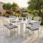 DEXTER - set tavolo in alluminio cm 160/240 x 90 x 75 h con 4 sedie e 2 poltrone Dexter