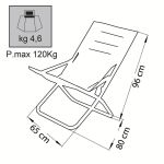sdraio mare prendisole pieghevole cm 65 x 80 x 38/96 h