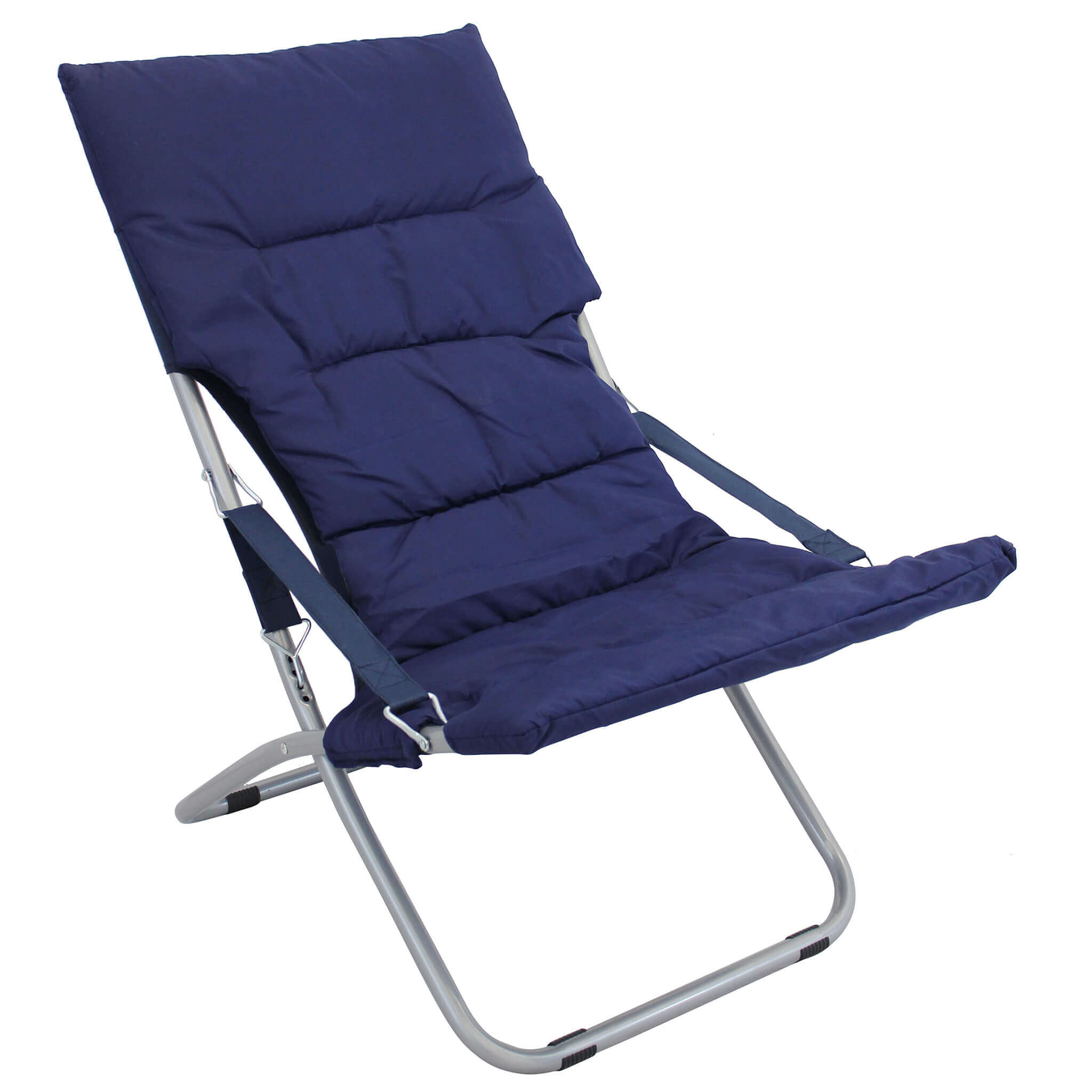 Milani Home Sdraio Pieghevole In Alluminio E Textilene Blu, Per Campeggio, Spiaggia, Piscina E Giardino, Portata 100 Kg
