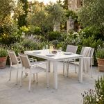 DEXTER - set tavolo in alluminio cm 160/240 x 90 x 75 h con 4 poltrone Venus