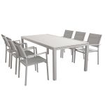 DEXTER - set tavolo in alluminio cm 200/300 x 100 x 74 h con 6 poltrone Venus