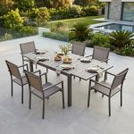 DEXTER - set tavolo in alluminio cm 160/240 x 90 x 75 h con 6 poltrone Venus