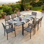 DEXTER - set tavolo in alluminio cm 160/240 x 90 x 75 h con 8 poltrone Venus