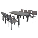 DEXTER - set tavolo in alluminio cm 160/240 x 90 x 75 h con 8 poltrone Venus