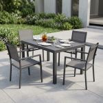 DEXTER - set tavolo in alluminio cm 160/240 x 90 x 75 h con 4 poltrone Venus