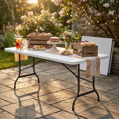 CATE - tavolo catering pieghevole salvaspazio in acciaio e abs