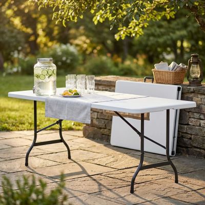 CATE - tavolo catering pieghevole salvaspazio in acciaio e abs