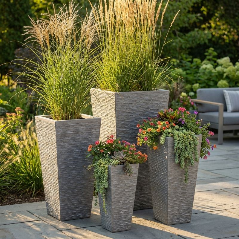 GIGLI - set di 4 vasi da giardino