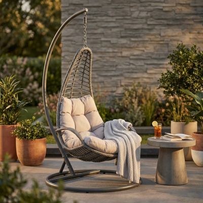 AVUS - dondolo da giardino con struttura acciaio completo di cuscini intreccio in rattan sintetico