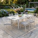 DEXTER - set tavolo in alluminio cm 160/240 x 90 x 75 h con 6 sedie Dexter