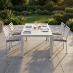 DEXTER - set tavolo in alluminio cm 160/240 x 90 x 75 h con 4 poltrone Dexter