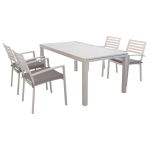 DEXTER - set tavolo in alluminio cm 160/240 x 90 x 75 h con 4 poltrone Dexter