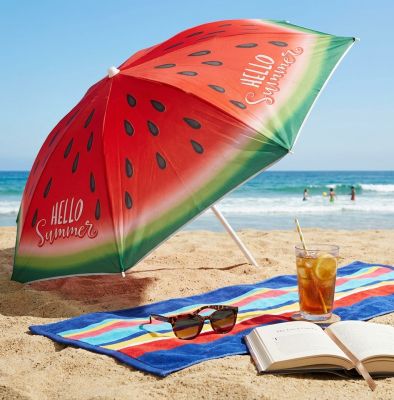 ombrellone spiaggia poliestere uv 200/32 decoro anguria e fenicottero