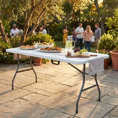 CATE - tavolo catering pieghevole salvaspazio in acciaio e abs