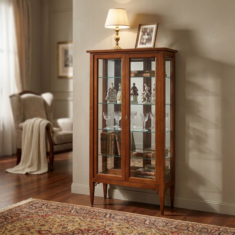 CHRISTAL - credenza con vetrina in legno massello