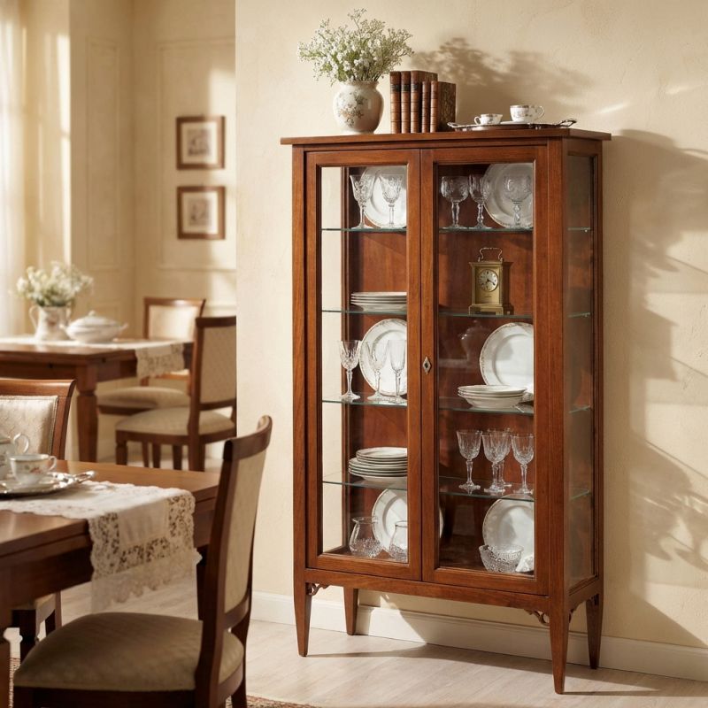 CHRISTAL - credenza con vetrina in legno massello