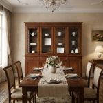 JAQUELINE - credenza con vetrina in legno massello cm 205 x 42 x 205 h