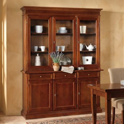JAQUELINE - credenza con vetrina in legno massello