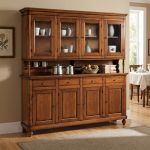 CHELSEY - credenza con vetrina in legno massello cm 196 x 43 x 218 h