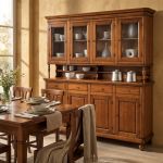 CHELSEY - credenza con vetrina in legno massello cm 196 x 43 x 218 h